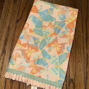 Matilda Jane Butterfly Kitchen Hand Towel Cotton‎ Peach Colored Fringe Hem